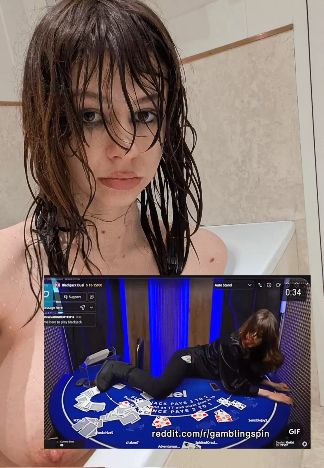 Nude photos of a blackjack dealer at Casino Duel (fascist.eth Oxfascistx0) Media 0