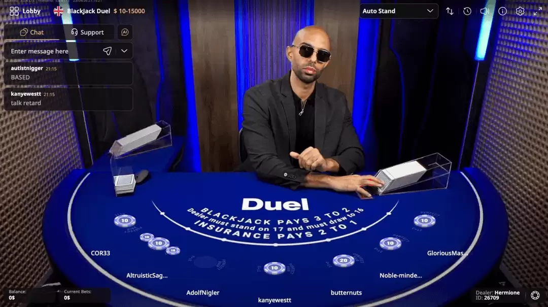 Andrew Tate on Duel Blackjack Media 0